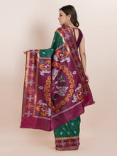 KAVVYA  BOTTLE GREEN COLOUR & IKAT WEAVING SAREE